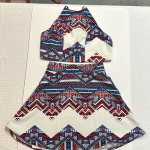 Charlotte Russe Skirt with matching top Aztec design
